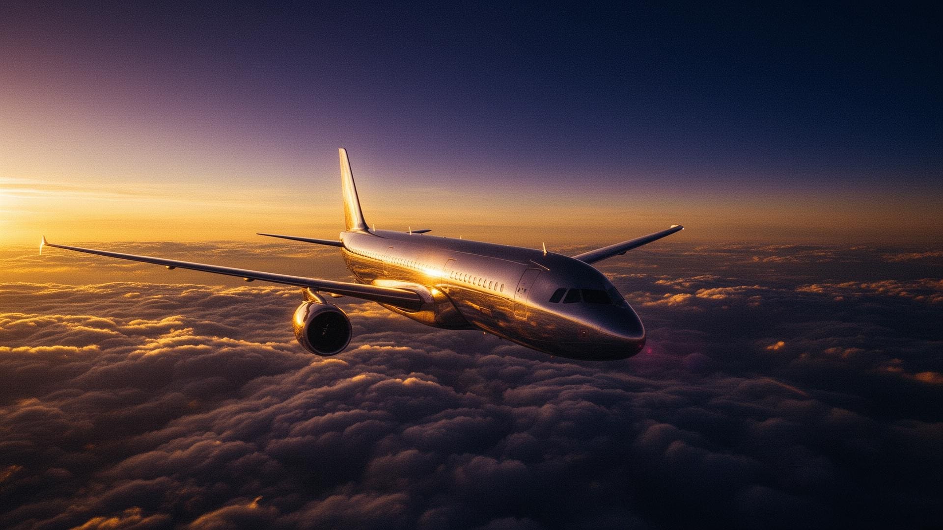 Aircraft on the apron at golden hour